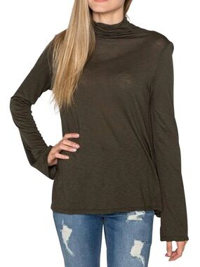 Velvet by Graham and Spencer Vintage Slub Mock Neck Long Sleeve Color Size Small